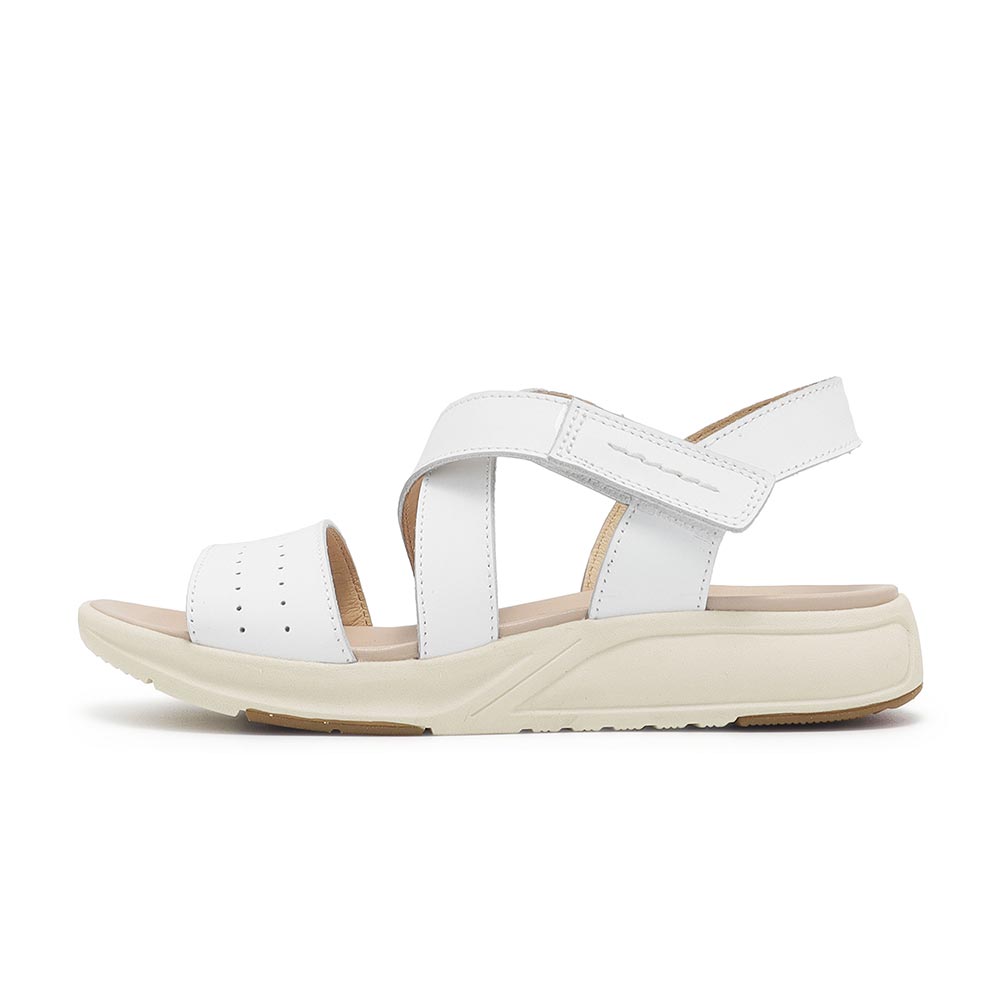 Foxitaly 優雅沖孔魔鬼氈輕量涼鞋-白