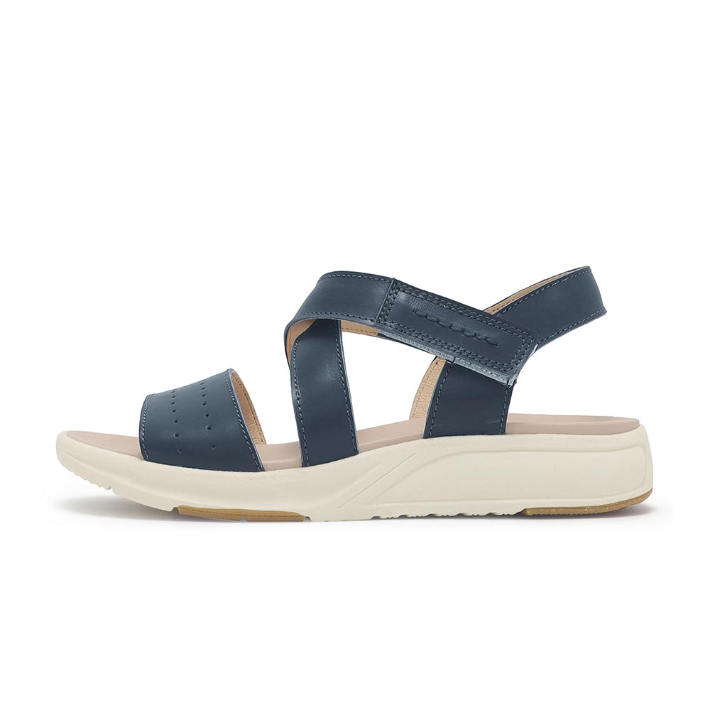 Foxitaly 優雅沖孔魔鬼氈輕量涼鞋-深藍