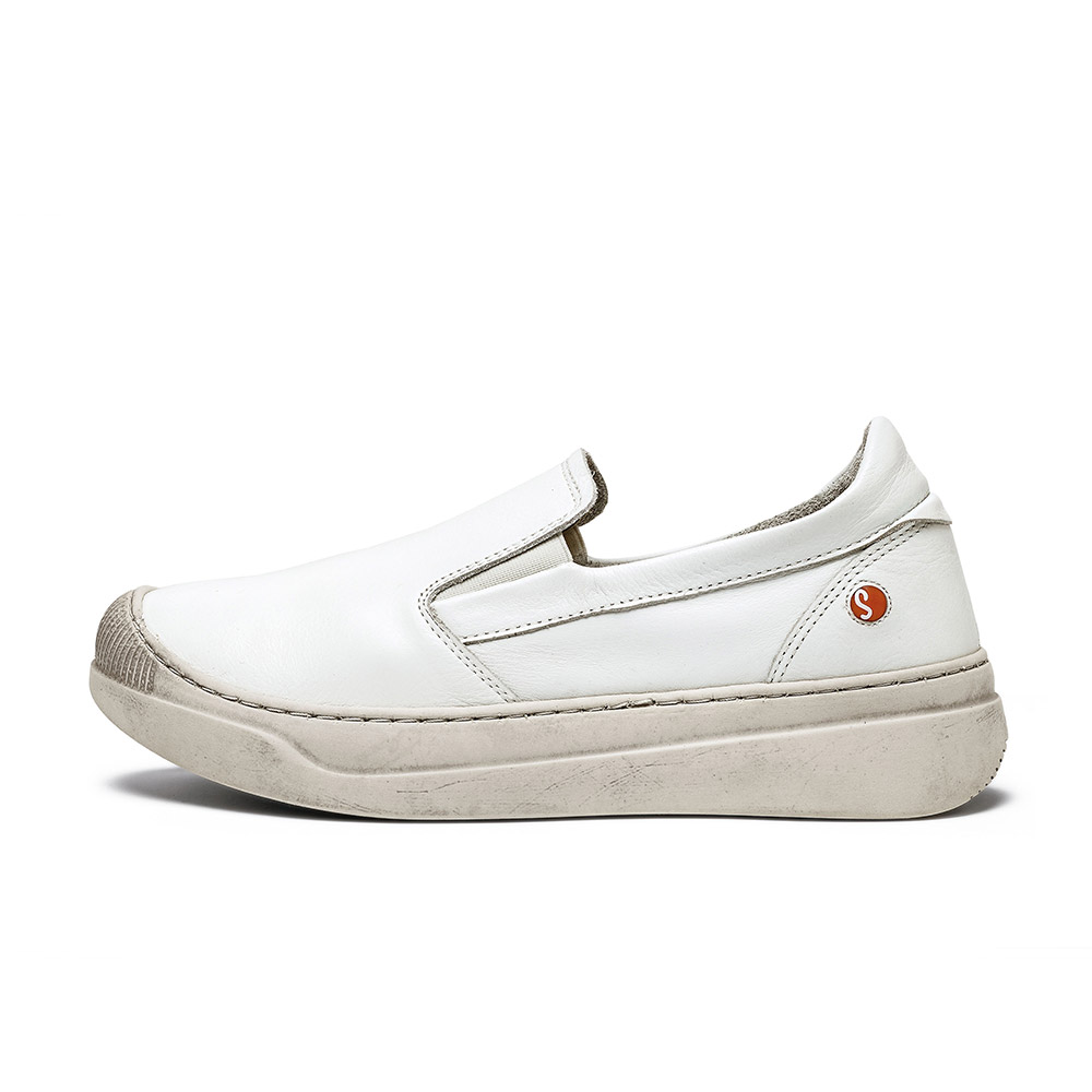 AXOL 仿舊厚底素面直套式小白鞋/休閒鞋/娃娃鞋/懶人鞋-雪域白