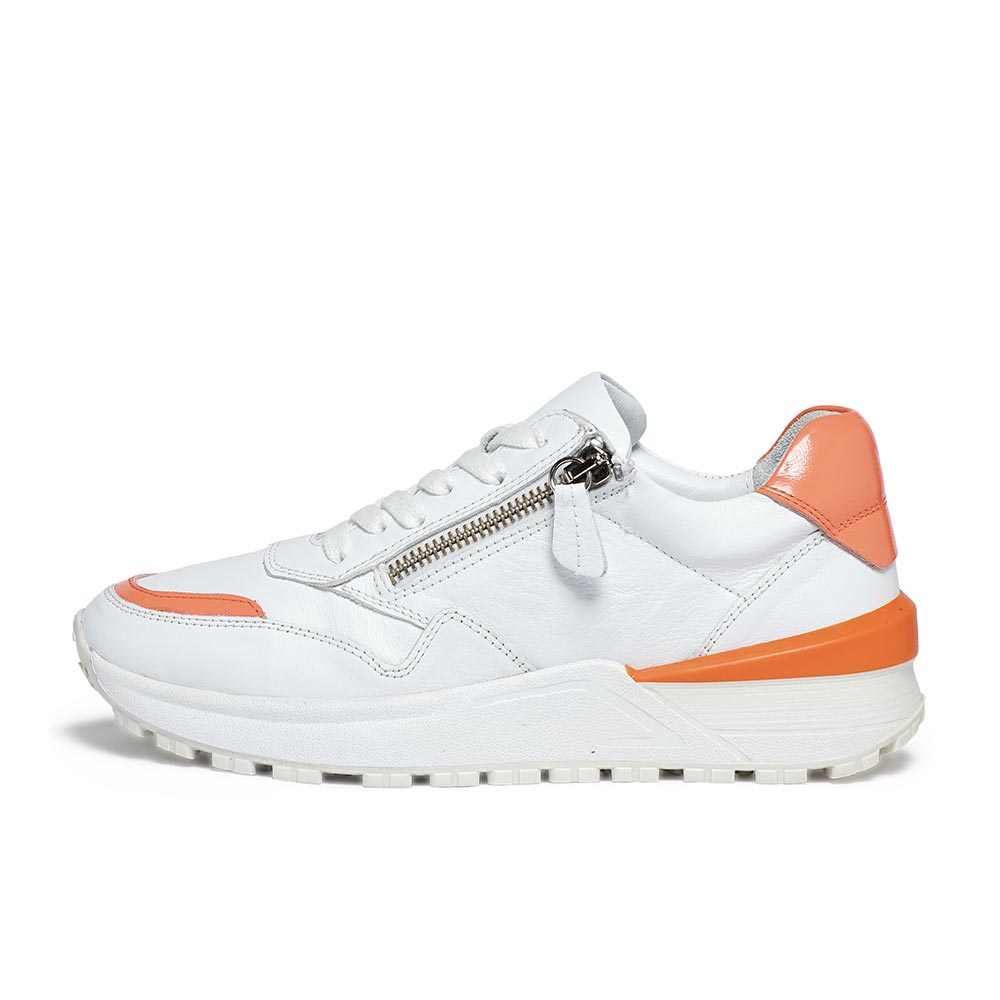 Egan 厚底增高撞色運動風休閒鞋/小白鞋-白/橘