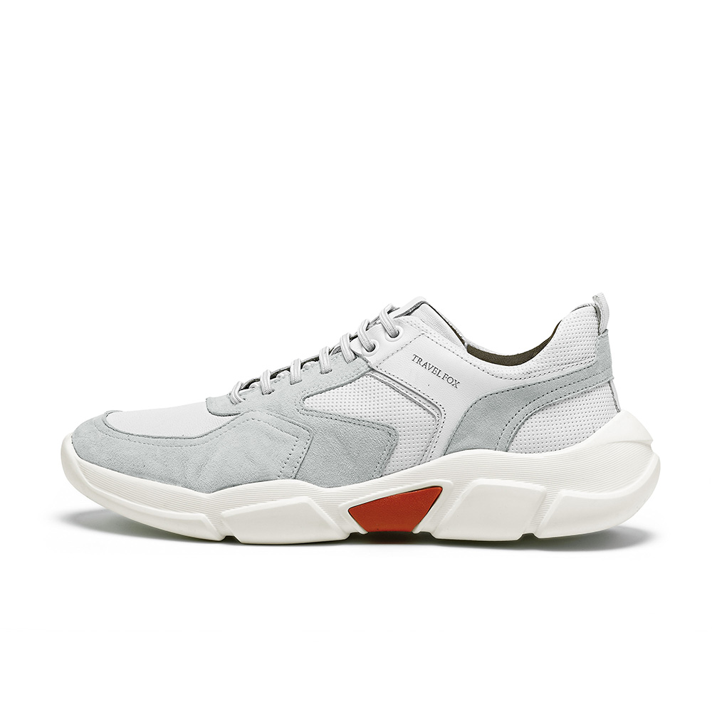 Berk 真皮免綁帶休閒鞋-白/灰