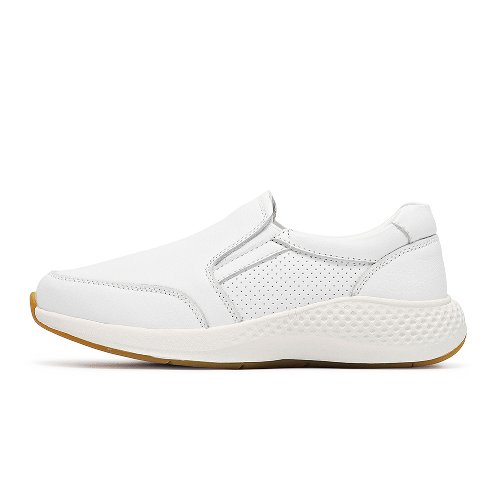 Gina 真皮微厚底沖孔直套式休閒鞋/小白鞋-白