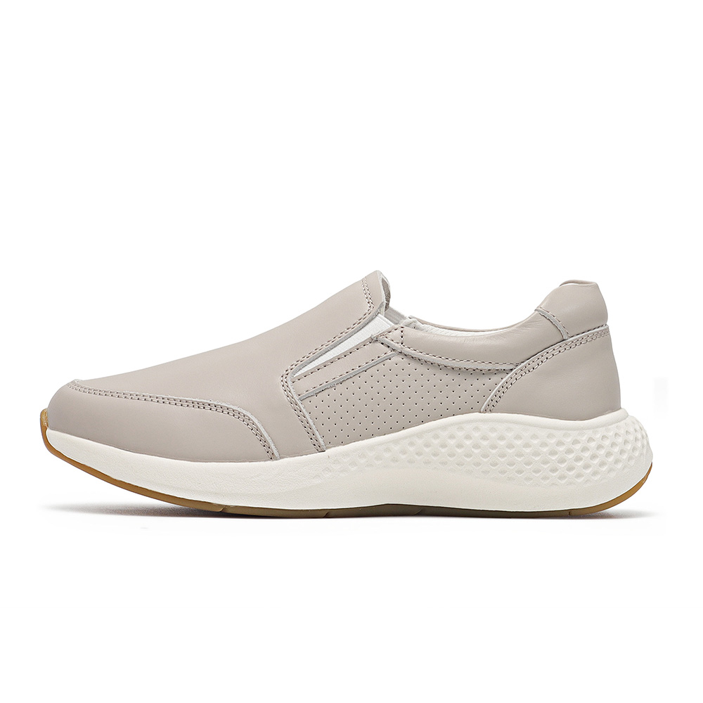 Gina 真皮微厚底沖孔直套式休閒鞋-暖灰