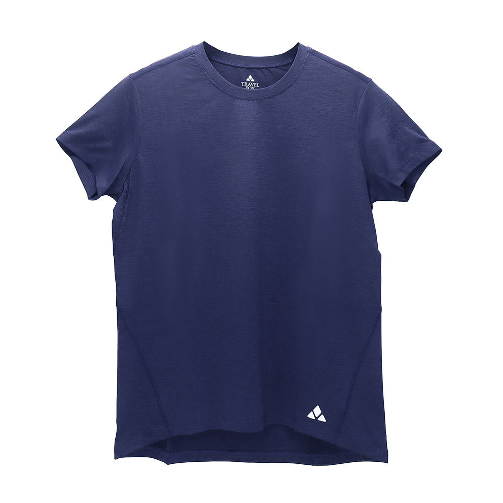 女裝 涼感麻花尼龍機能T-Shirt-藏青