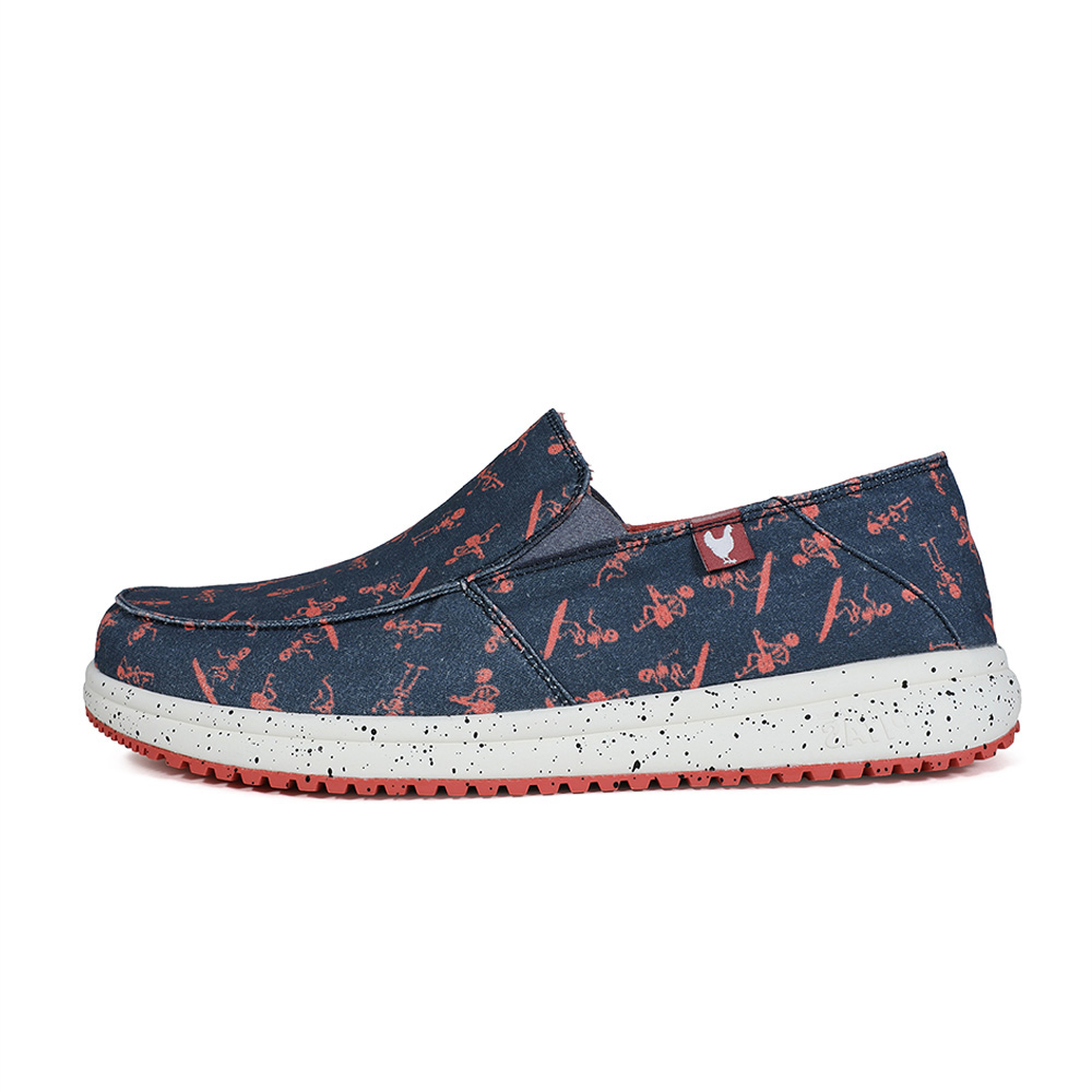 WAVE BONES 時尚懶人鞋-歡樂骷髏藍/橙