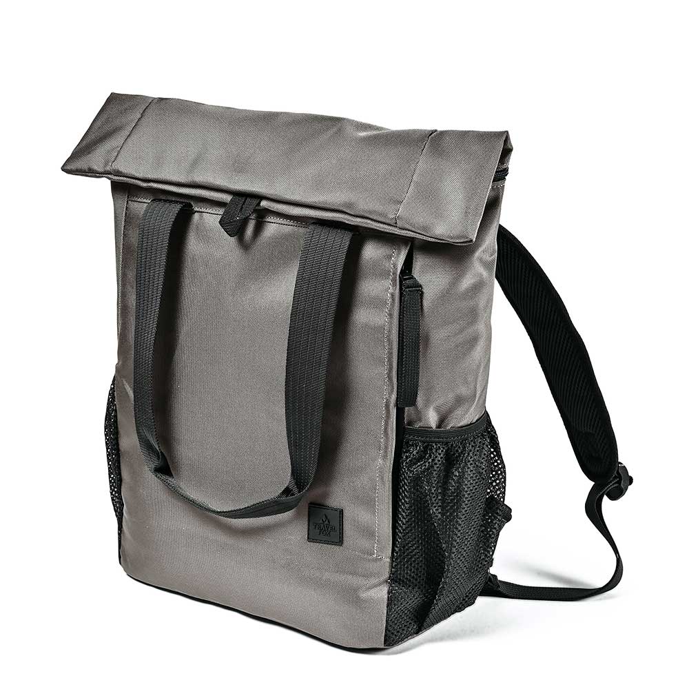 都會嬉遊大容量防潑水側背/後背2Way兩用包-卡其灰