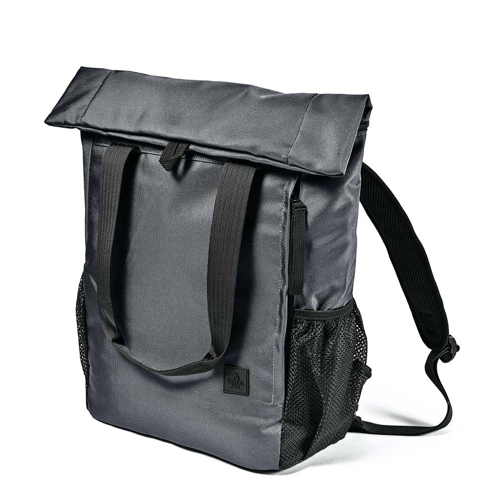 都會嬉遊大容量防潑水側背/後背2Way兩用包-深灰