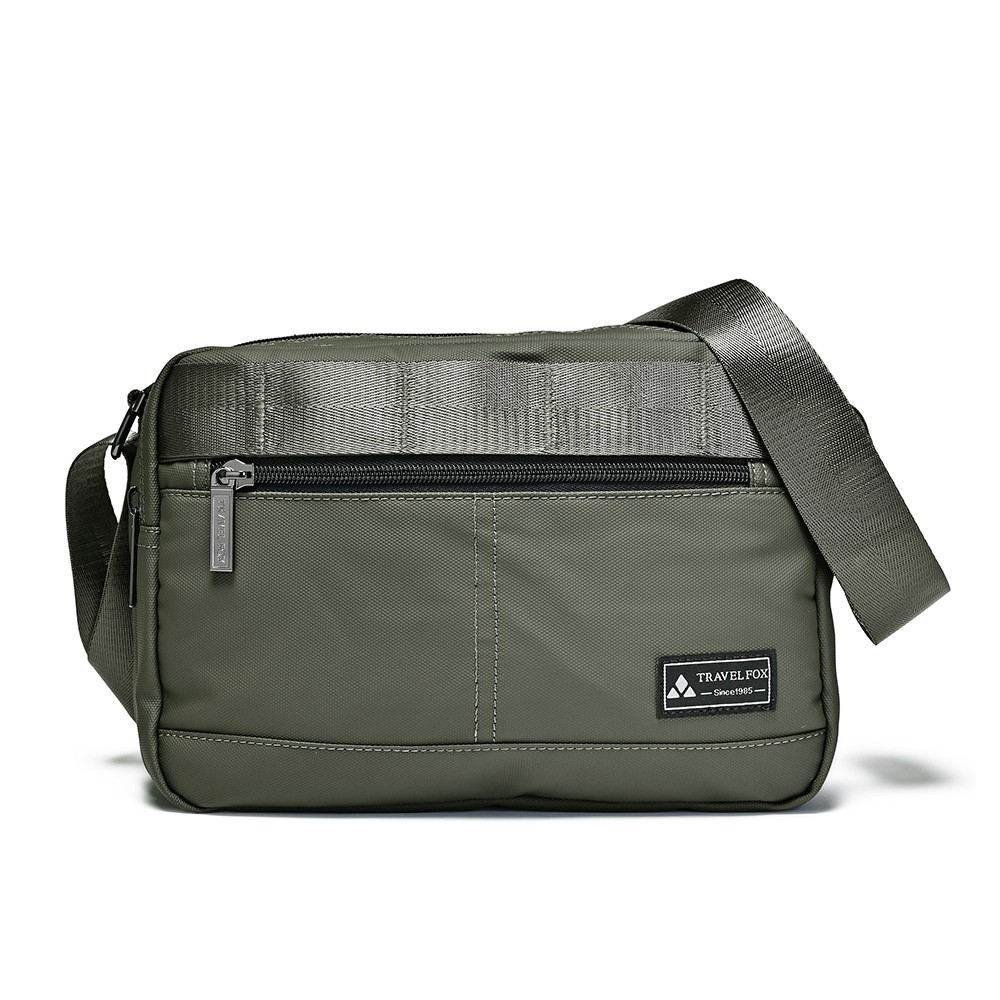 輕巧雙料防撥水帆布側背包 - 墨綠