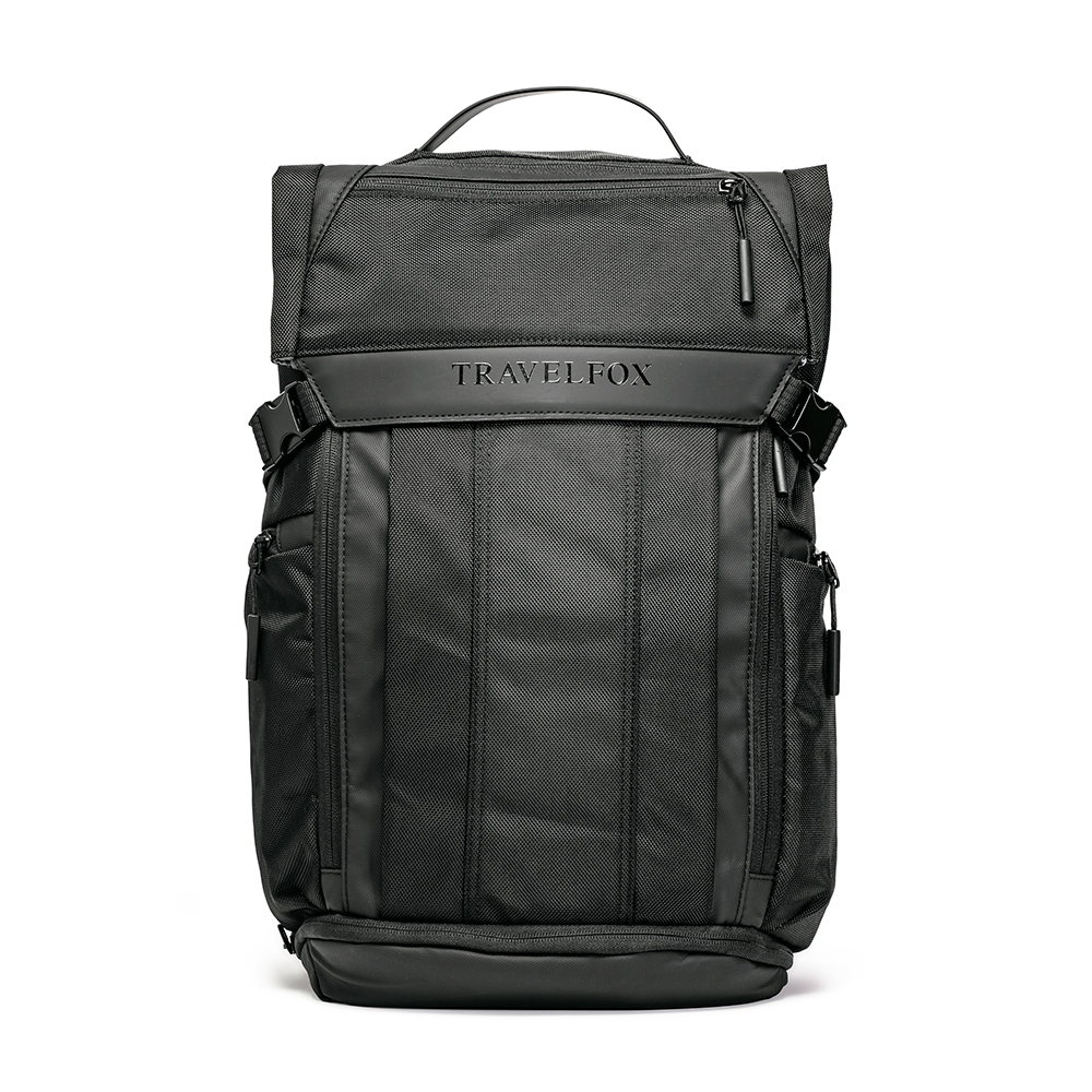 大容量全開式雙層旅行後背包-黑