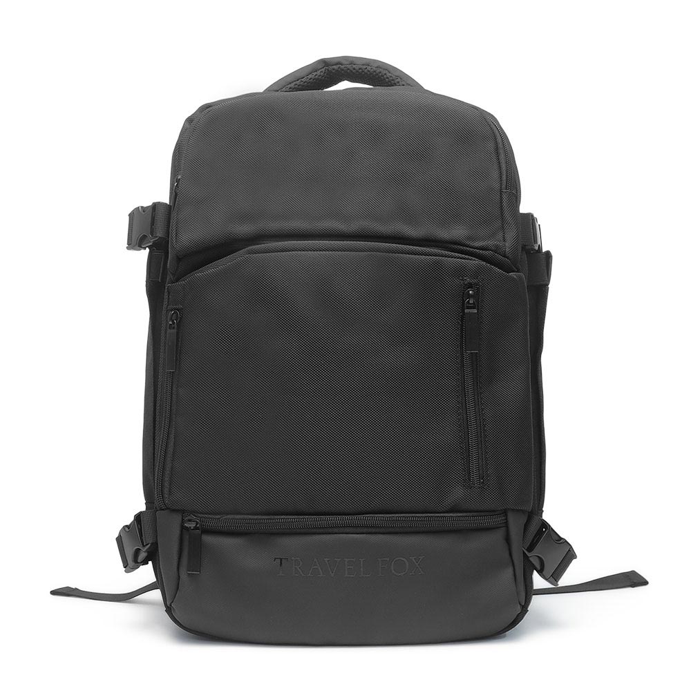 多口袋實用防潑水尼龍電腦包/後背包-黑